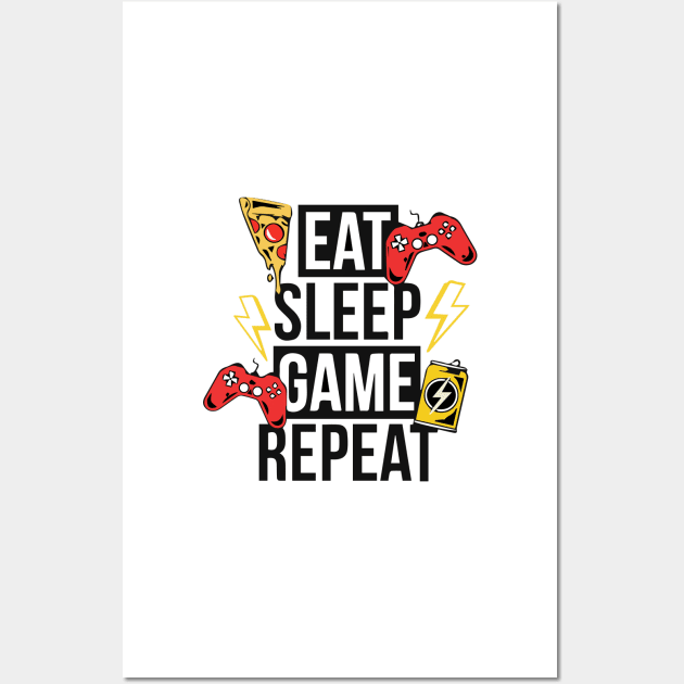 Eat Sleep Game Repeat Wall Art by iconking